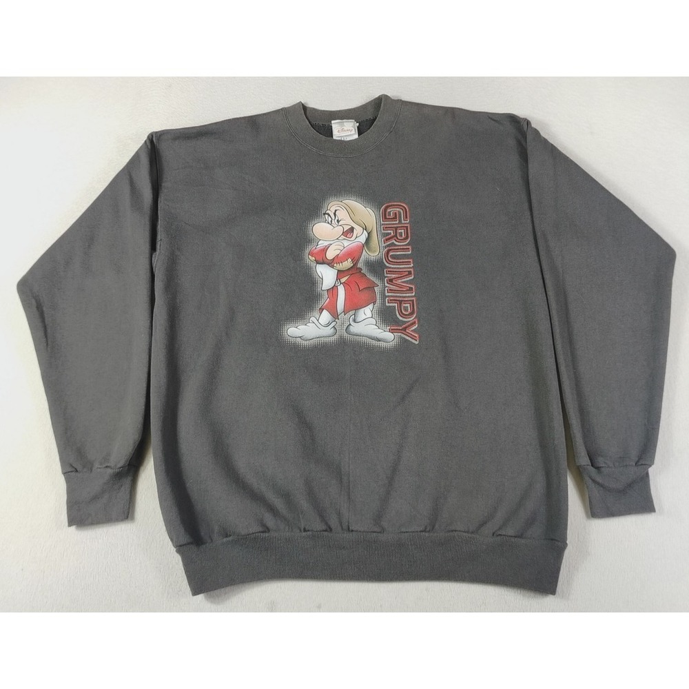Vintage Disney Store Sweatshirt Mens Large Gray Grumpy Graphic Snow White
